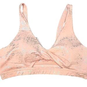 Kyoyo Silver Foil Shimmer Twist Front Sports Bra‎